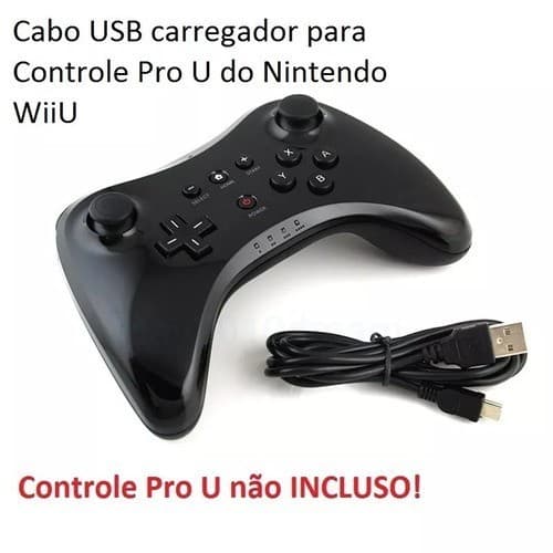 Cabo Carregador Para Controle Pro U Nintendo Wiiu Usb Wii U
