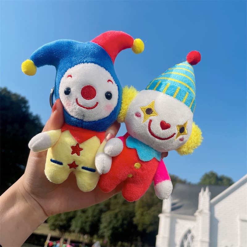 Pingente de Pelúcia de Palhaço, Chaveiro Criativo, Tema de Circo, Boneca de Pelúcia Curta, Acessório de Mochila, Brinque