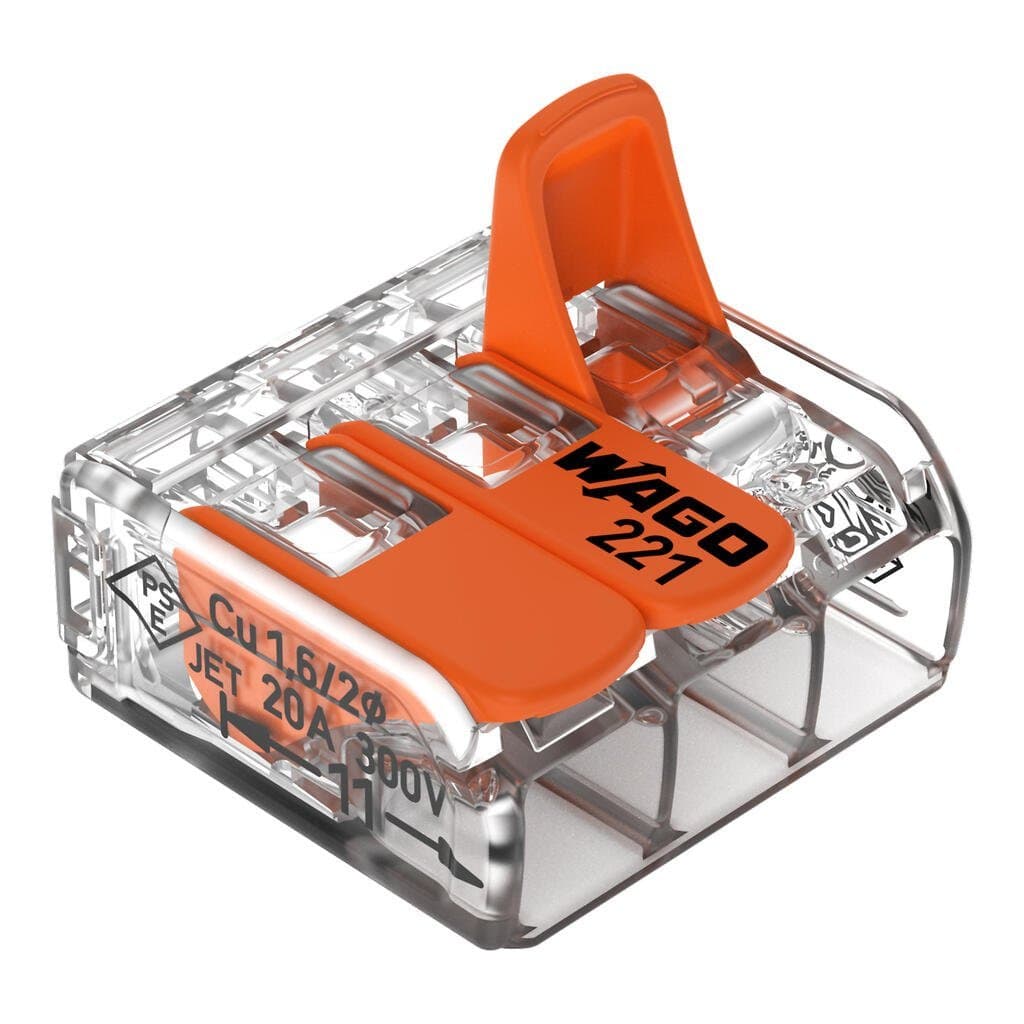 Conector Emenda Alavanca 221-413 4mm 32a 3 Vias Inline Wago