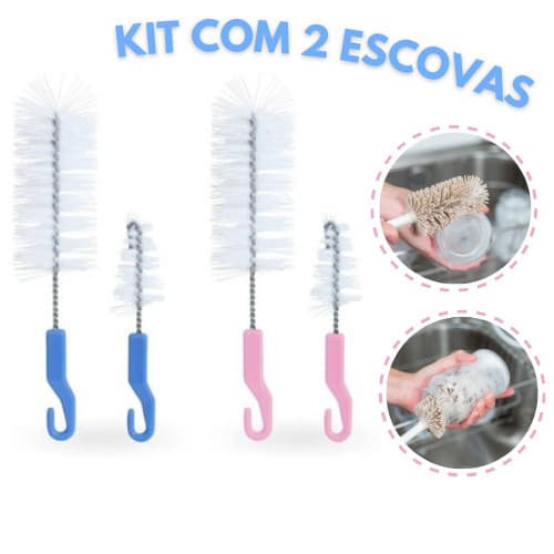 KIT ESCOVA PARA LAVAR MAMADEIRA E BICO - 2 EM 1