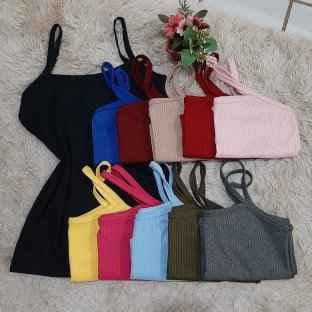 Kit com 5 Blusas Regata Feminina Com Alça Adulto