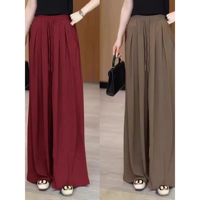 Primavera verão novo estilo Culottes feminino estilo chinês Drape calças de perna larga cintura alta solta tamanho grand