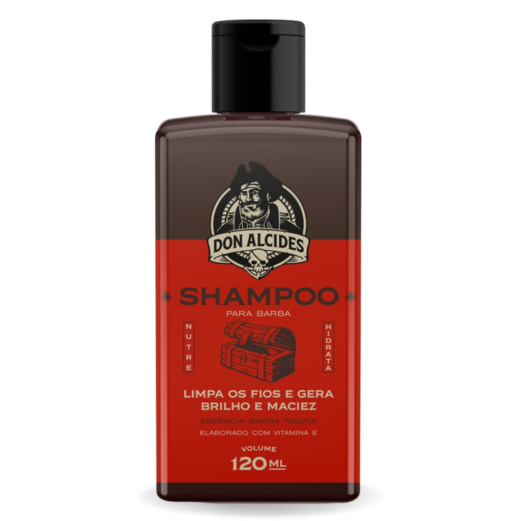Shampoo Para Barba Don Alcides Barba Negra 120ml Hidratante Premium Masculino Homem