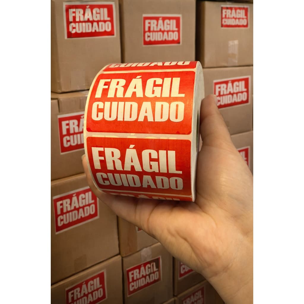 Etiqueta Lacre de Segurança Frágil Cuidado 1000 Unid
