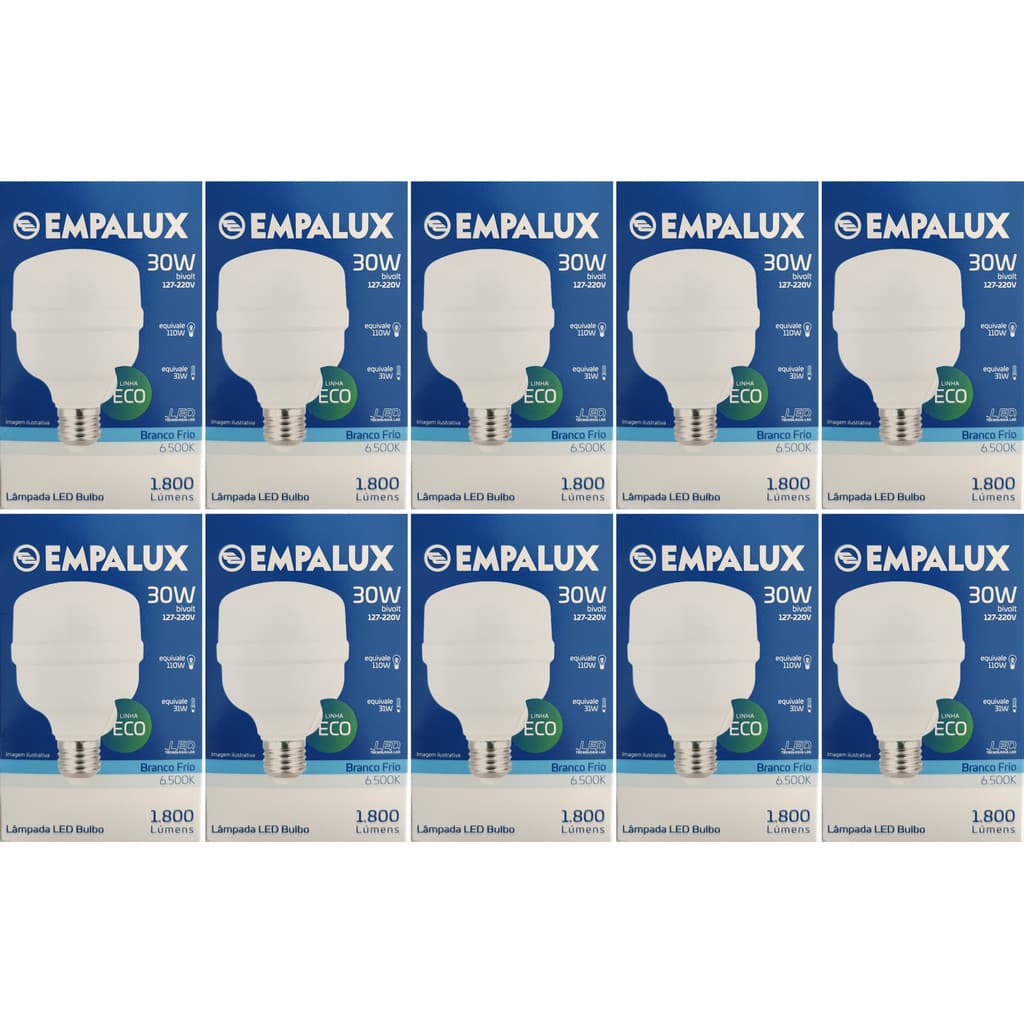 Kit 10 Lâmpada Led 30w Biv. Branca Fria 6.500K  Empalux