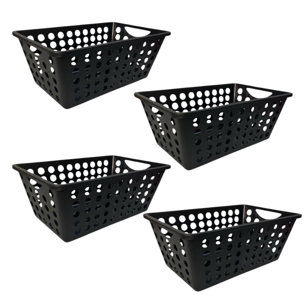 Kit c/ 4 Cestas Organizadora Multiuso 4,3L Resistente Bandeja organização Cozinha geladeira armários