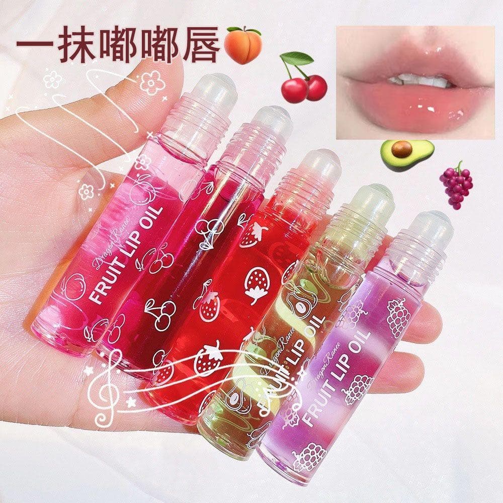 Sabor de frutas pêssego Roll-On óleo labial hidratante desbotamento linhas labiais Anti-secagem Primer bálsamo labial es