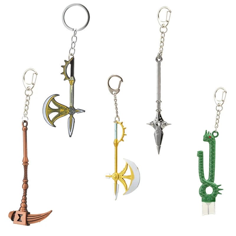 Chaveiros de Anime Os Sete Pecados Capitais LostVayne Rhitta CHASTIEFOL Modelo de Arma Pingente Chaveiro para Homens Cos