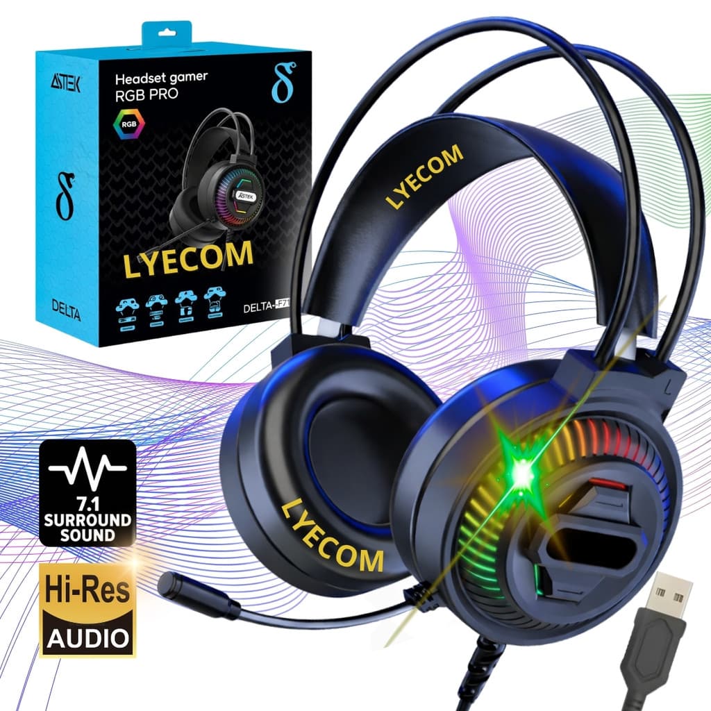 Headset Gamer RGB Pro USB Iluminação RGB Microfone Cancelamento Ruído Som Explosivo Pc Notebook Desktop Ps4 Xbox