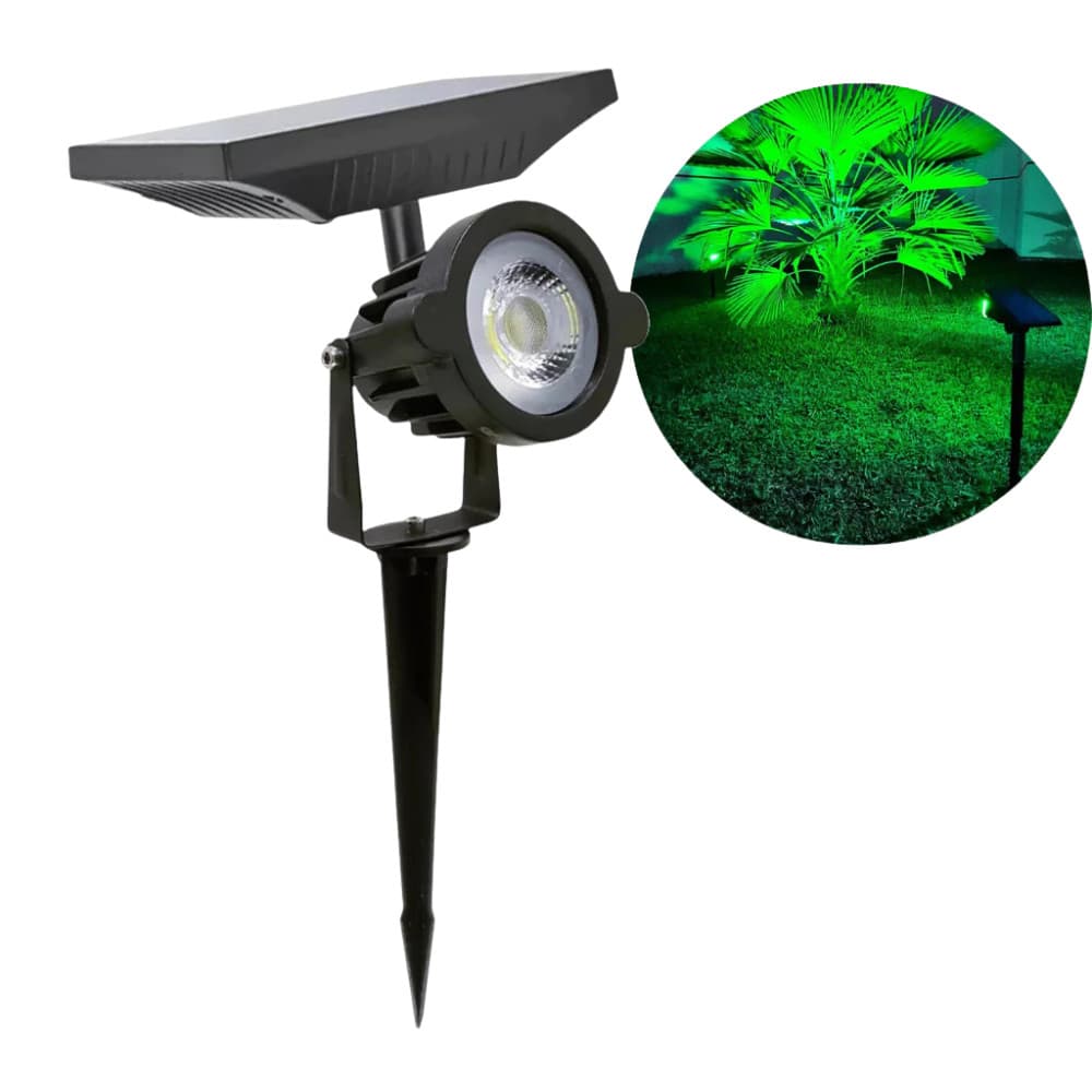 Espeto LED Solar 7W Verde | Edição Premium Blindada IP65 | Paisagismo Autônomo