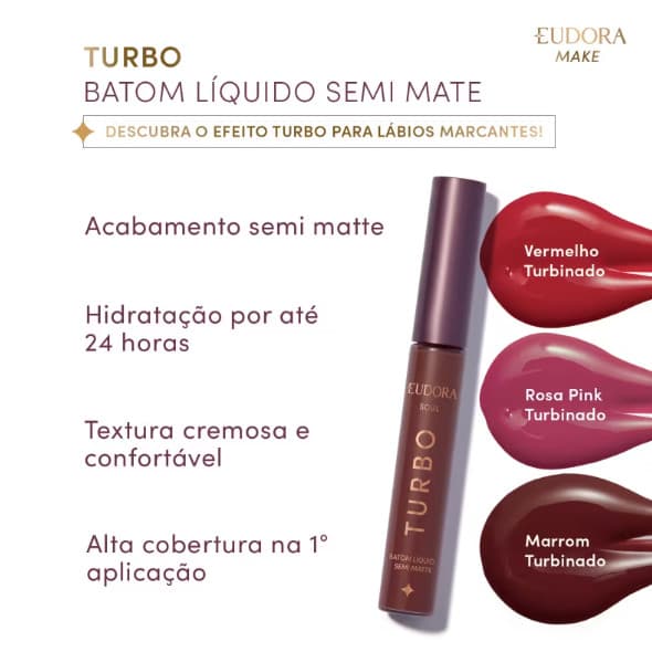 Batom Líquido Semi Mate Turbo SOUL 5ml