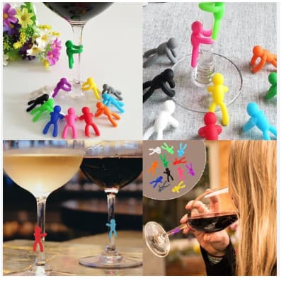 Marcadores Silicone Bonequinho Silicone de Taças Modelo  Boneco Marca Taça C/ 6 Pçs