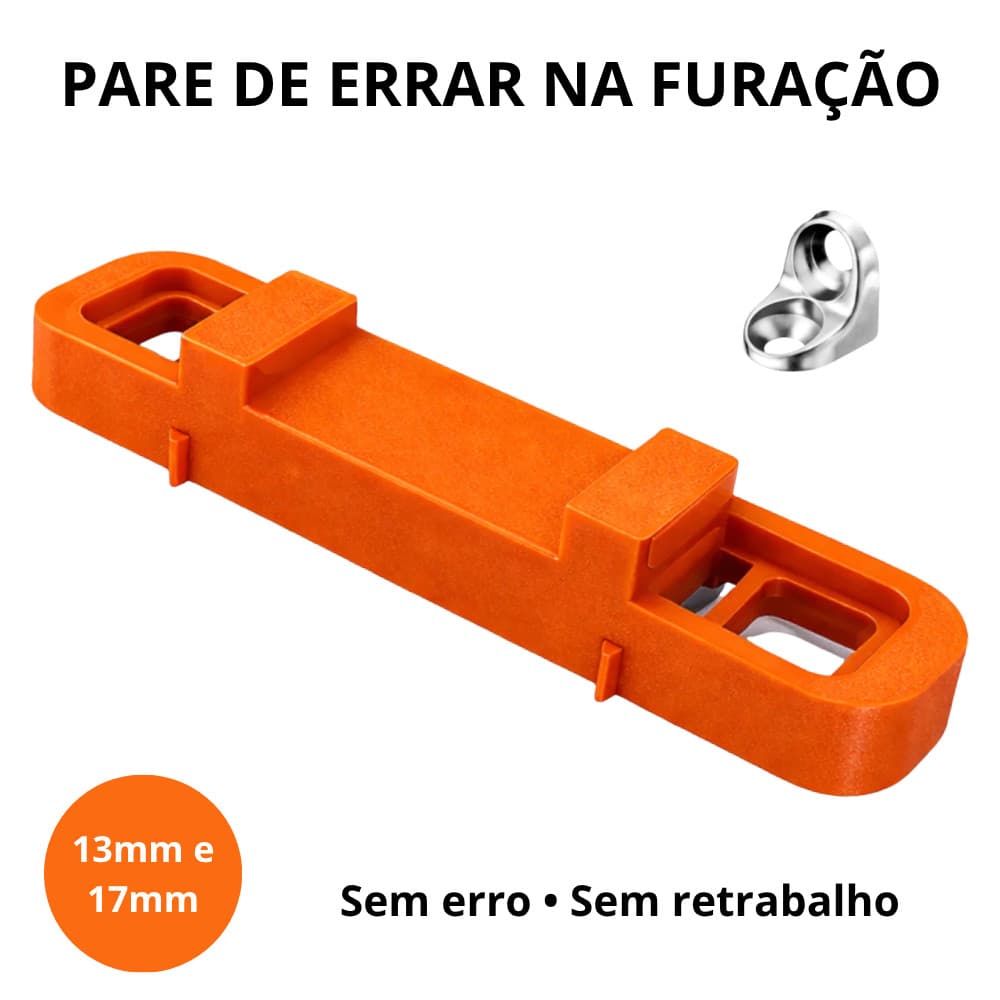 Gabarito Marceneiro 13mm 17mm Guia Furação Cantoneira Suporte Prateleira Alinhamento Perfeito
