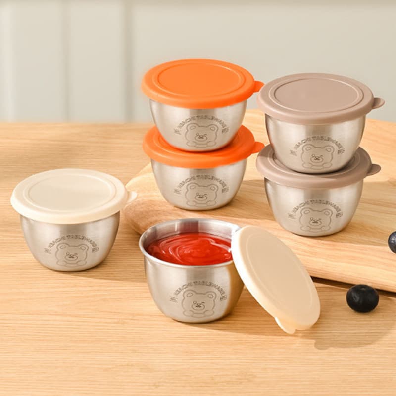 Caixa de tempero 304 aço inoxidável Mini molho de salada de tomate portátil ao ar livre selado utensílios de mesa