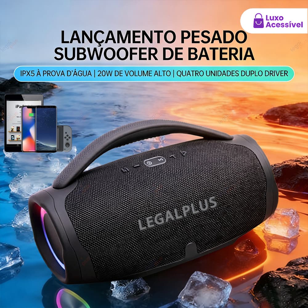 Caixa De Som Boombox 3 Bluetooth  70W Potente Grave Forte A Prova D’Água Pen-Drive Aux