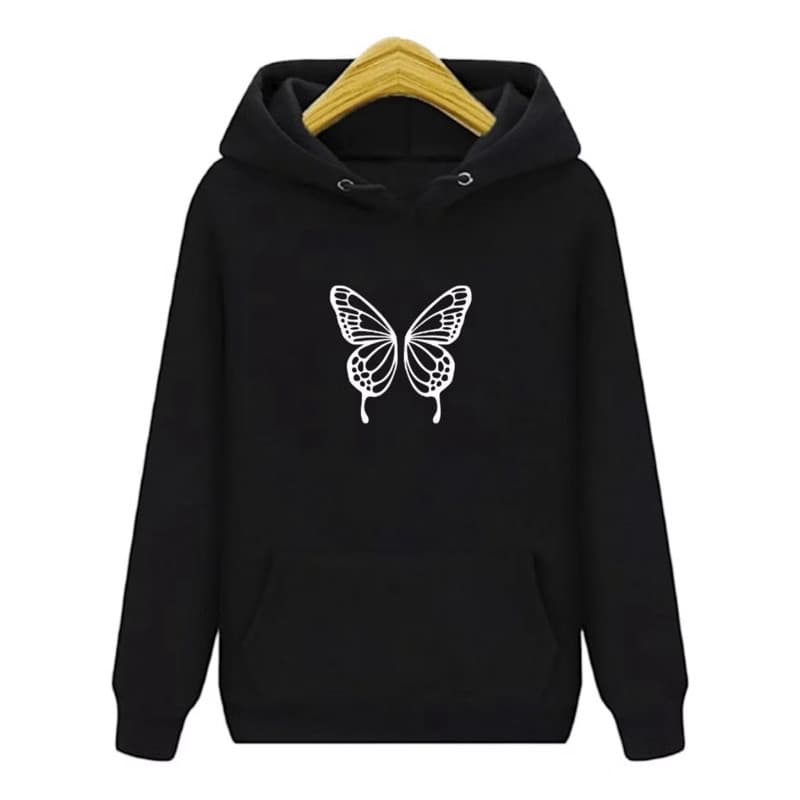 Blusa Moletom Plus Size Com Capuz Borboleta Modelo Novo