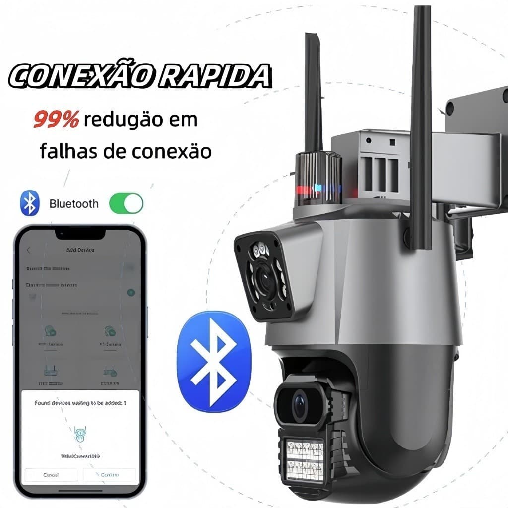 JL PROTEC 4K 6MP Câmera de Segurança 2 Lentes Com Audio e Microfone Câmera 360 Graus Wifi/4G