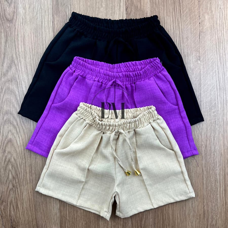 Kit de 5 Shorts Infantil Linho Com bolso Novidade Moda Infantil Verão