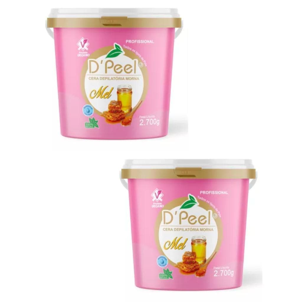 Kit 2 D´Peel Cera Depilatória Profissional Morna 2700g - Mel  - Reds
