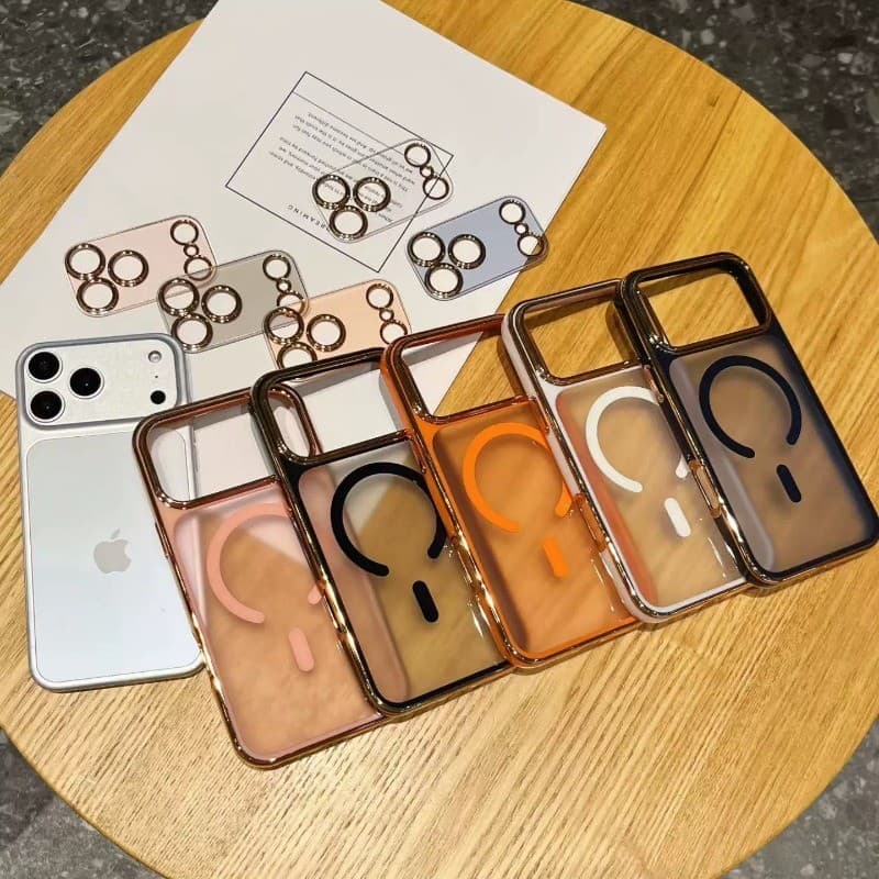 (Instantâneo IPhone 17 Pro Max) Lente Removível Atração Magnética Galvanoplastia Capa De Telefone Para 17 16 15 14 13 Si