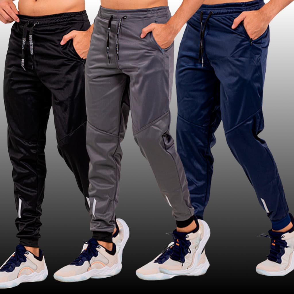 Kit 3 Calças Esportiva Masculina Dry Fit Academia Treino Atividade Físicas Corrida Estilo Jogger