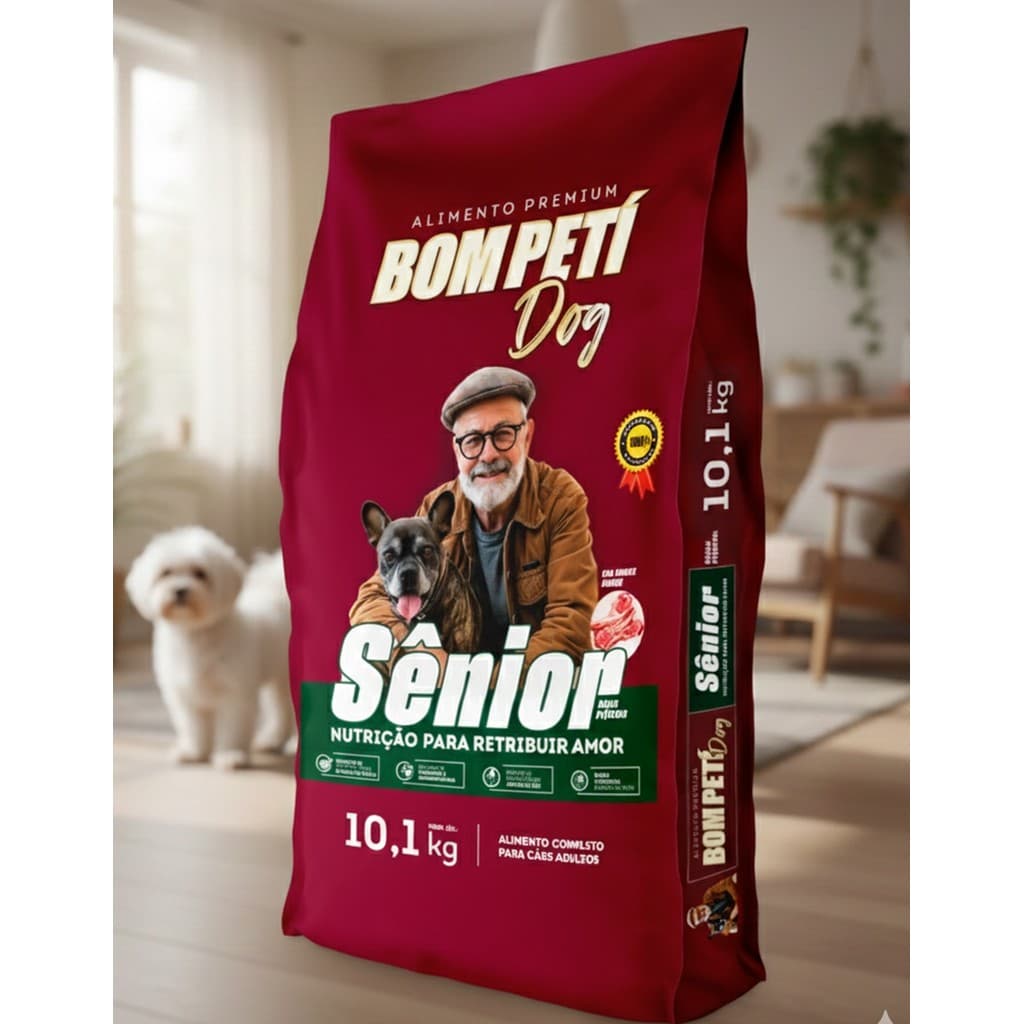 Ração Cachorro BomPetí Dog Premium Idoso Senior Raça Pequena 10kg Carne Prebiotico Yucca