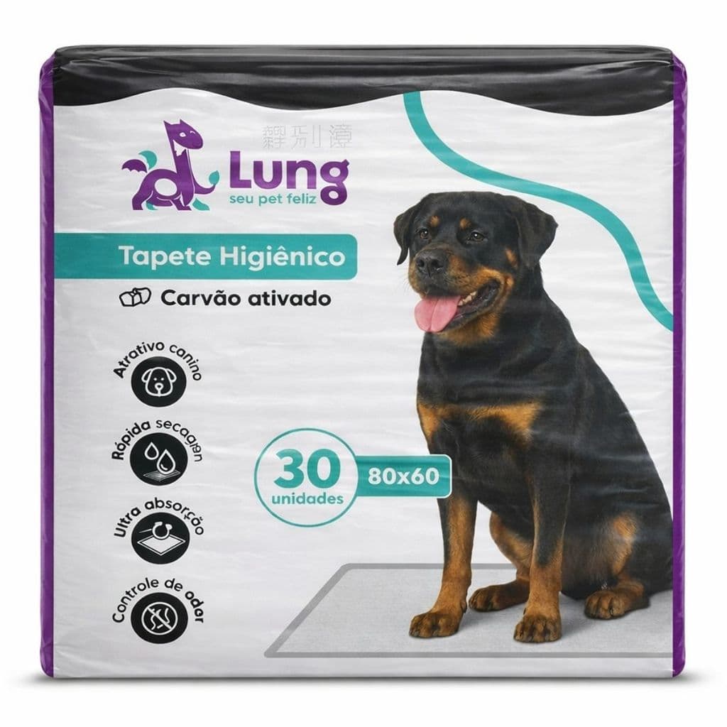 Tapete Higiênico 80x60cm 30Un Carvão Ativado Grande p/ Cachorro Pet Gel Absorvente Borda Cola