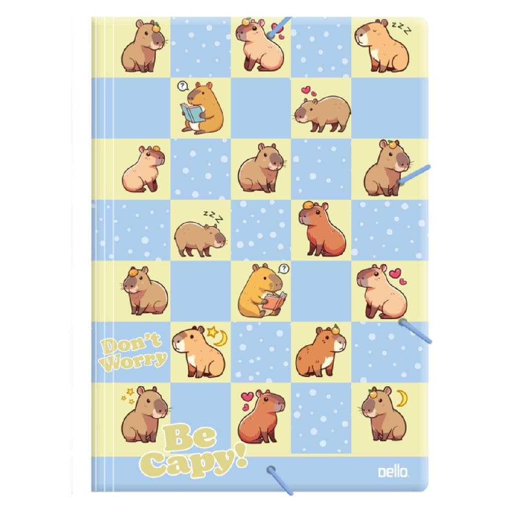 Pasta Aba Elástico A4 Capivara Azul