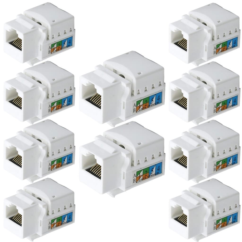 Kit C/ 10 Conector Rj45 Utp Femea Cat6 Branco Keystone