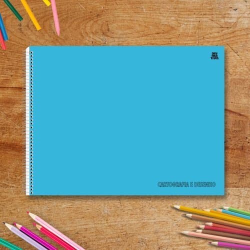 Caderno Desenho Técnico Esboço Cartografia Capa Lisa Azul Profissional Estudante