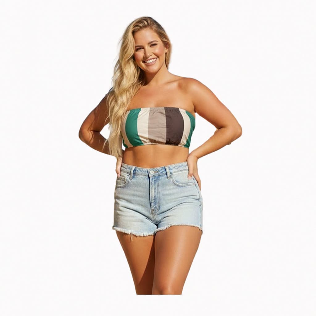 Cropped Plus Size Tomara Que Caia Top Moda Praia Verao Feminina Listrado Elegante Verão Estampado 2597