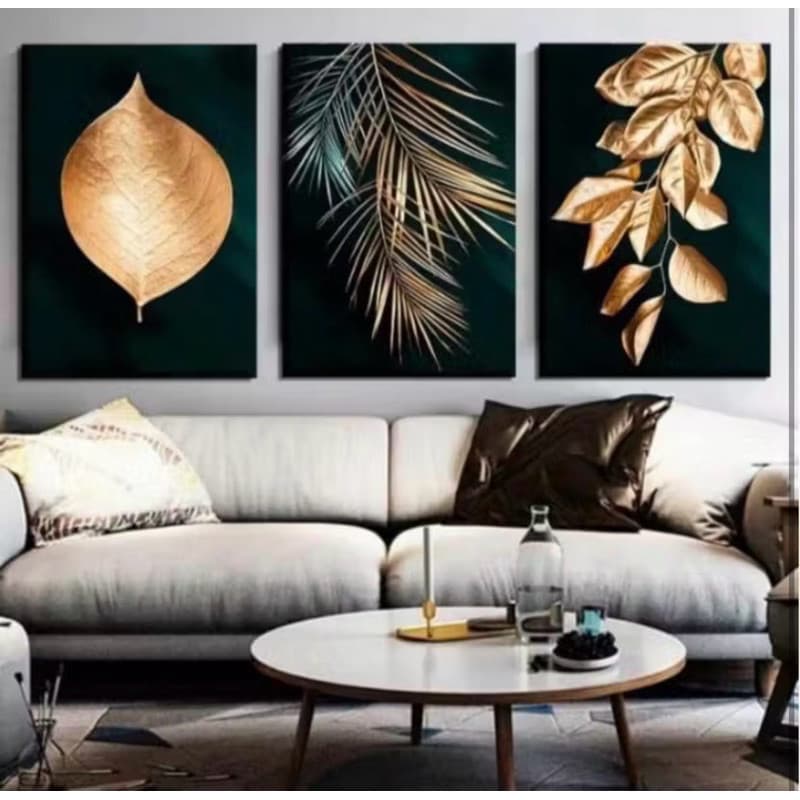 Quadro decorativo pra uma sala sofisticada flores douradas elegância