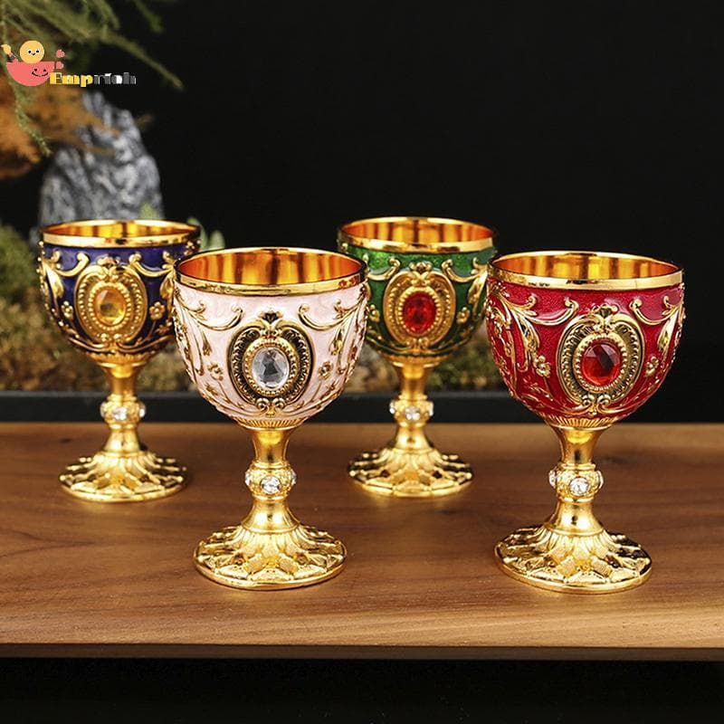 EMCH > 1pc Atemporal Em Relevo Metal Cálice Taça Vintage Vinho Champanhe Licor Copo Perfeito Para Bares Restaurantes Dec