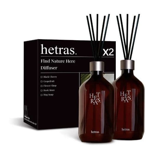 Hetras Premium Difusor De Palheta De Grande Capacidade Tipo Bastão 500ml 2 Garrafas Caixa Em