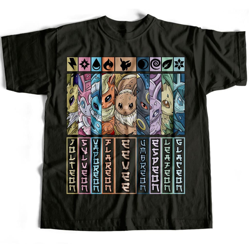 Camiseta Básica Eevee Evoluções Pokemon