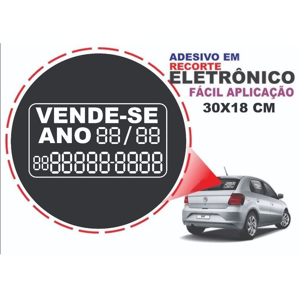 Adesivo Branco Vende-se para carro tamanho 28x18cm em recorte eletrônico