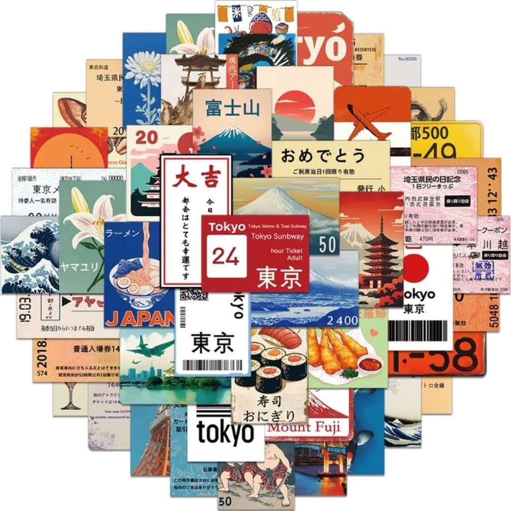 50 Adesivos Japão Placas Símbolos Cultura Gastronomia Decoração