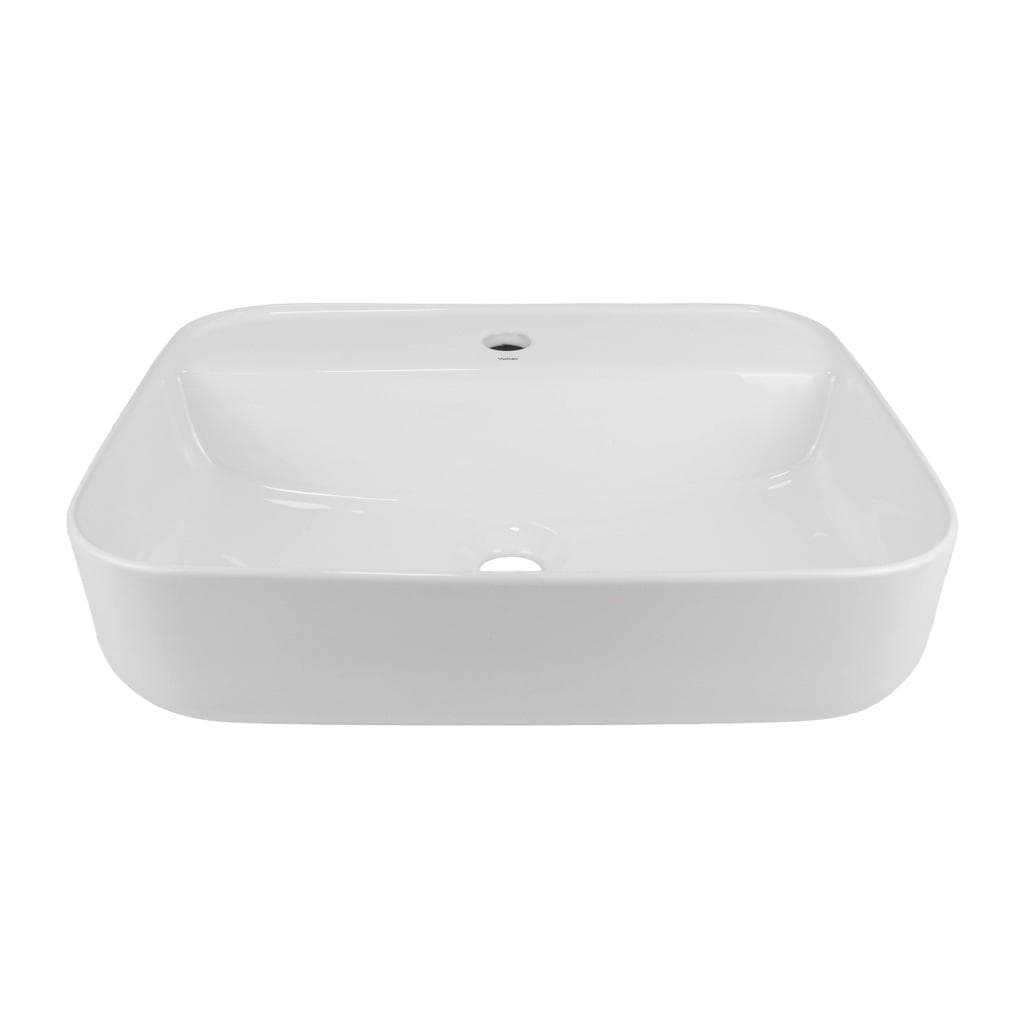Cuba Apoio Louça Retangular Branca para Banheiro com mesa e furo torneira 50x40cm Vimer