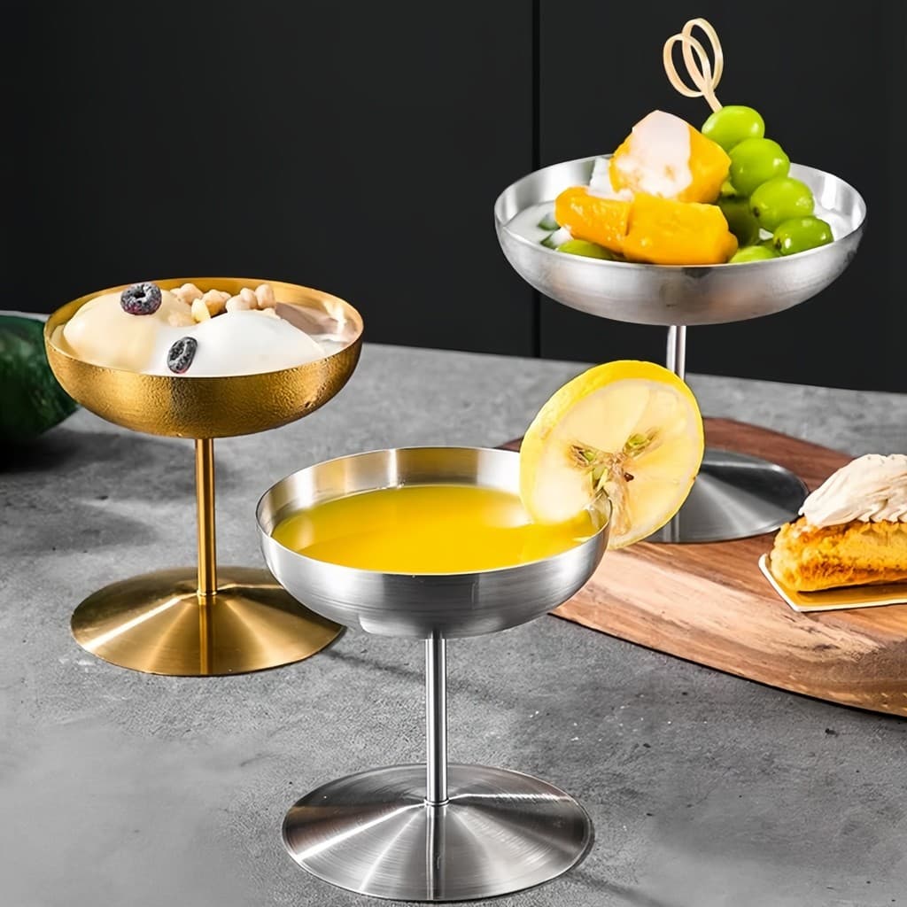 Taça em Aço Inox Premium Para Sobremesas, Coquetéis e Degustação 12,5x10cm. DONG