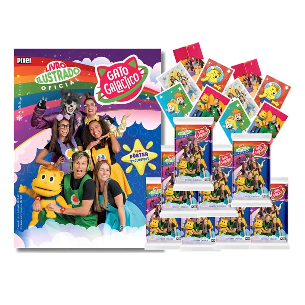 Álbum Figurinhas Gato Galáctico Poster +100 figurinhas Cromo