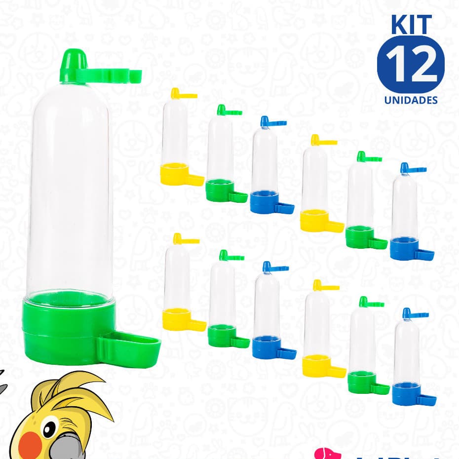 Kit 12 Bebedouro Tradicional 100ml Para Passarinhos Canário Belga Coleiro Pintassilgo Tarin Tizil em Geral