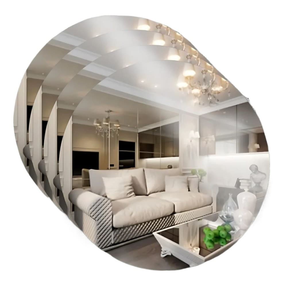 Espelho Decorativo Redondo 30x30cm Acrílico Seguro com Adesivo para Paredes, Móveis e Banheiro