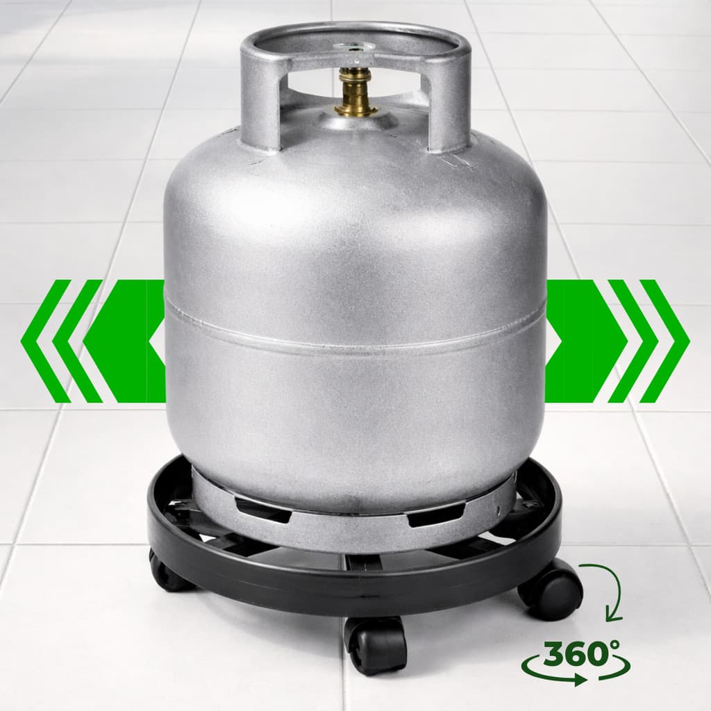 Suporte Botijão Bujão De Gás Vasos Galão Base Apoio Rodinha Resistente Carrinho Para Plantas Versátil
