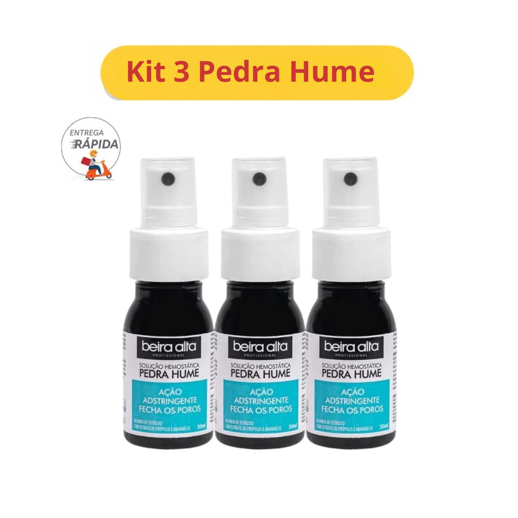 Kit 3 Pedra Hume Beira Alta Ação Adstringente 30ml
