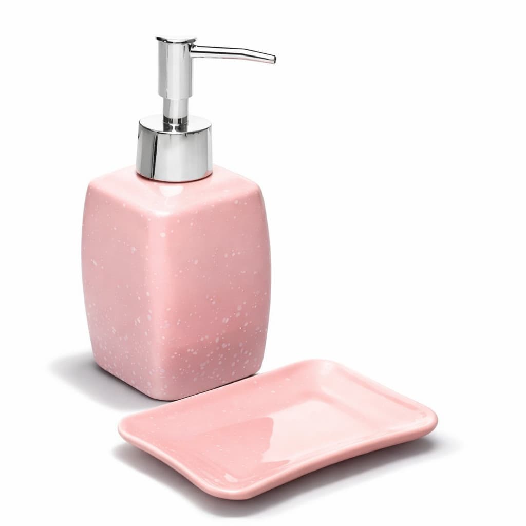 Kit 2 Peças Dispenser Sabonete Líquido Barra Rosa Sofisticado Lyor Speck
