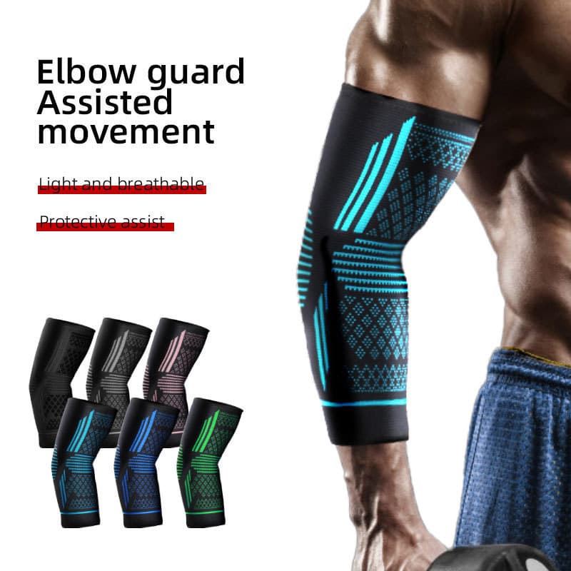 Cotoveleiras esportivas Fitness elásticas pressurizadas de malha respirável cotoveleiras de Nylon basquete Badminton tên