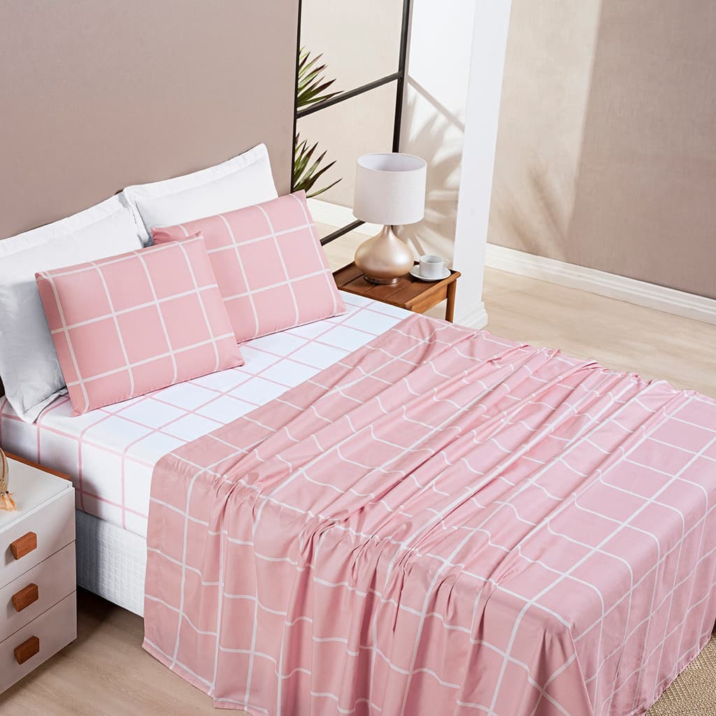Jogo De Cama Queen Austin 4 Peças 200 Fios Micropercal Macio Confortável Elegante Enxoval Cama Cores Variadas Premium