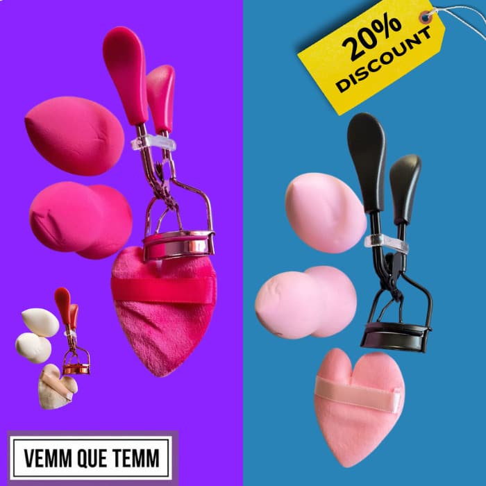 Kit com 3 esponjas para maquiagem com curvex - make - cilios - limpeza de pele - higiene  - curvas