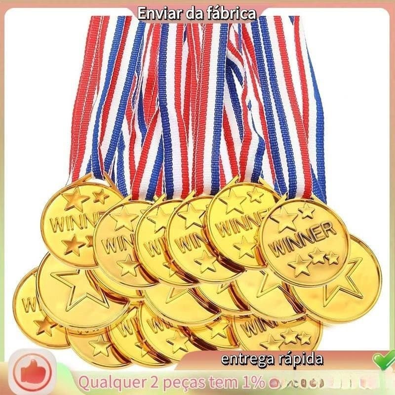 Pacote Com 30 Medalhas De Plástico Dourado Para Crianças-Perfeitas Esportes , Competições E Lembranças QRPU