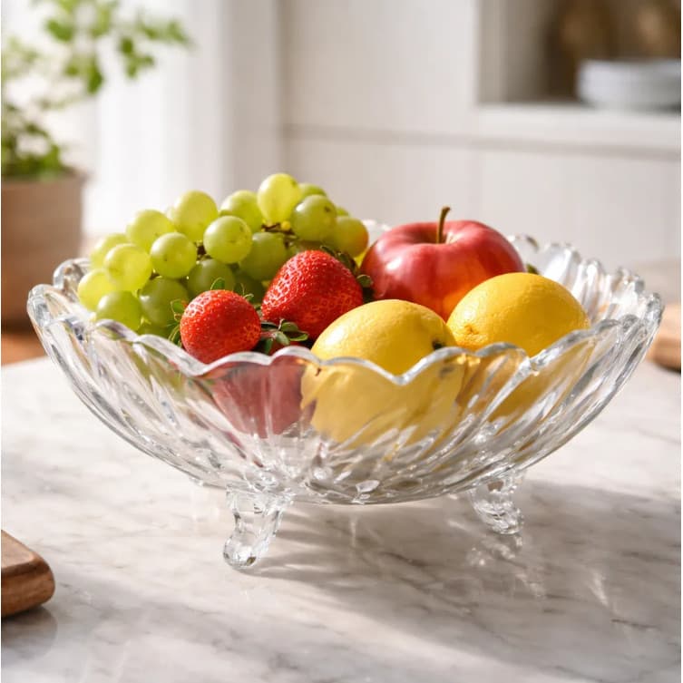 Centro de Mesa e Fruteira de Vidro Premium 23,5 Cm